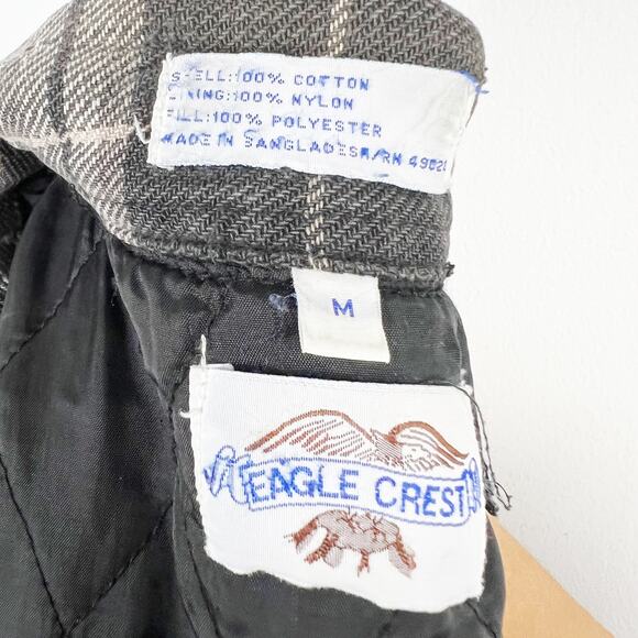 Eagle Crest Grey Plaid Quilted Jacket Shacket Vintage Distressed Size Medium - Picture 3 of 7